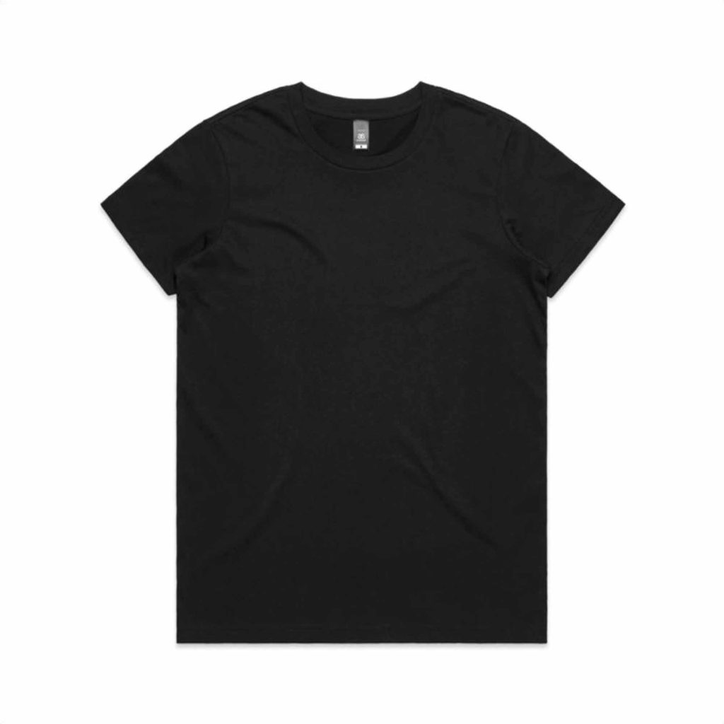 Womens AS Colour Maple Crew Neck T Shirt Custom Photo Image Design Black Front
